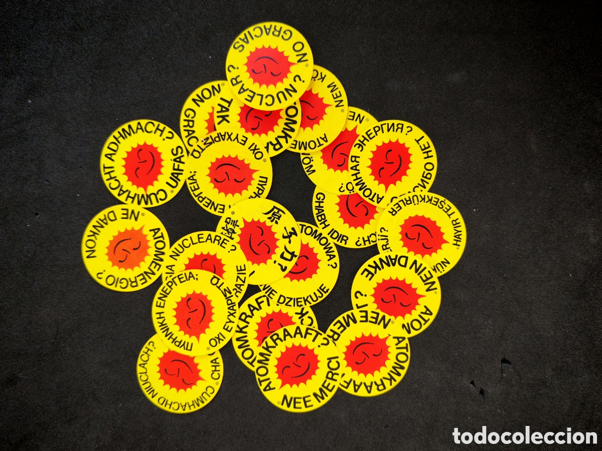 Pegatinas de colecci&oacute;n: Lote de 20 pegatinas antinucleares &rdquo;Nuclear no gracias&rdquo;. 20 idiomas diferentes.