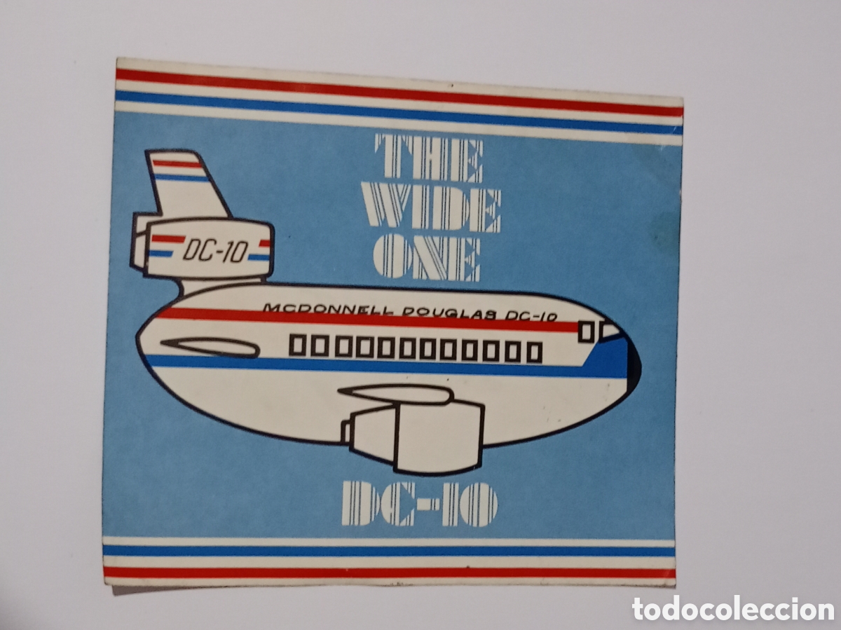 Collection stickers: pegatina o calcoman&iacute;a promocional vintage de los a&ntilde;os 70 del avi&oacute;n comercial McDonnell Douglas DC-10