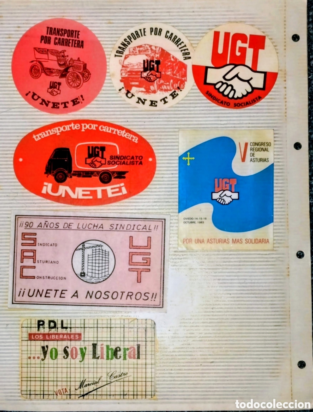 Collection stickers: LOTE 7 ANTIGUAS PEGATINAS SINDICALISTAS todas EN NORMAL ESTADO CON SE&Ntilde;ALES DE USO NORMALES ver foto.
