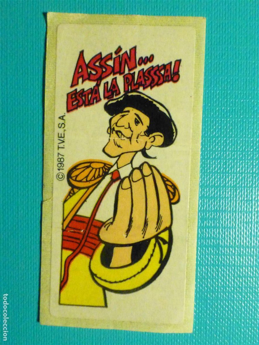 Sammlung von Aufklebern: Pegatina Chucherias, Cromo Adhesivo Chicle, Duo Sacapuntas, Assin est&aacute; la Plassa, A&ntilde;o 1987, 3x6,5 cm