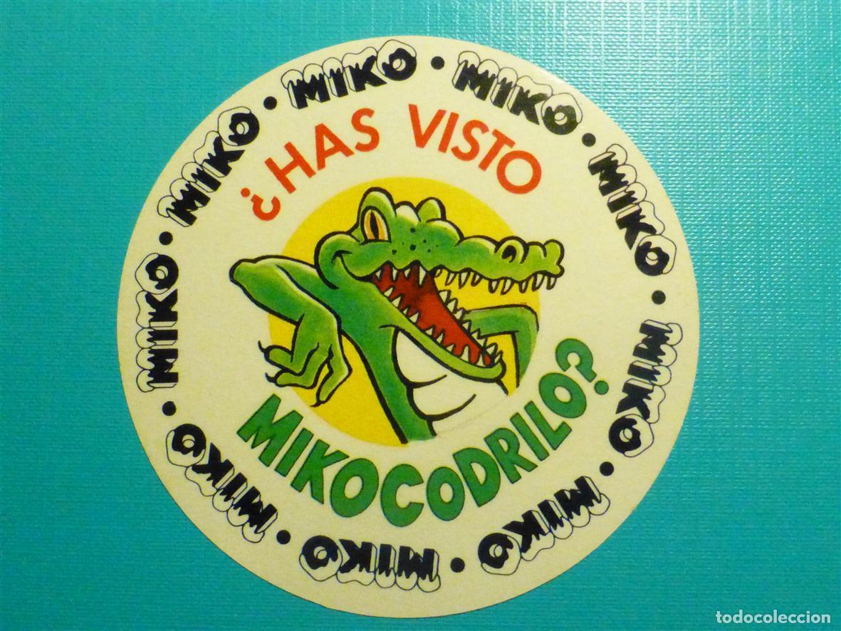 Sammlung von Aufklebern: Pegatina Adhesiva Tiendas Alimentaci&oacute;n A&ntilde;os 80&acute;s - Helados Miko - Mikocodrilo, Cocodrilo - 9 cm.