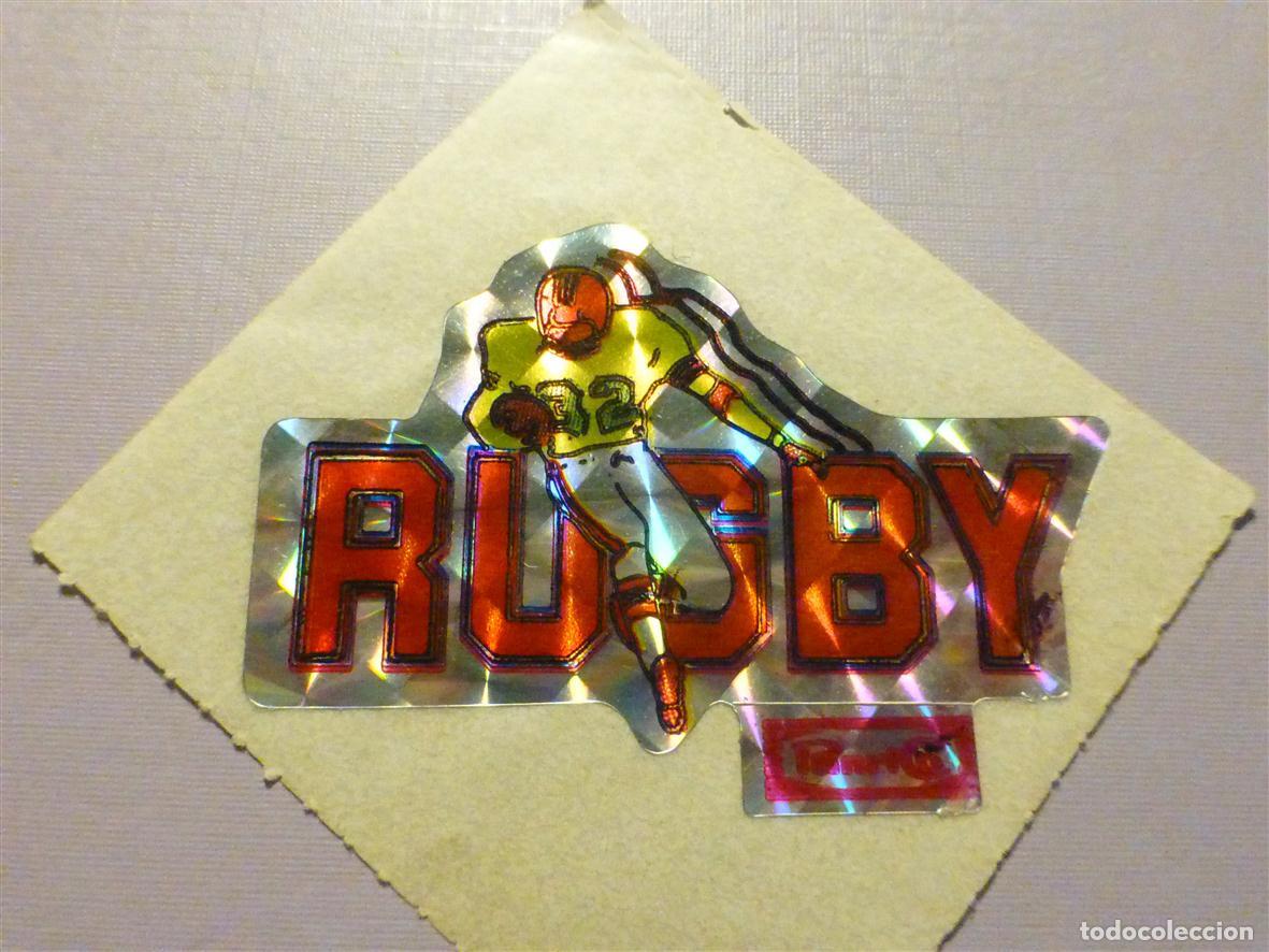 Autocolantes de cole&ccedil;&atilde;o: Adhesivo - Pegatina Metalizada - Panrico - Ediciones Trebol, PegaBolly - Rugby - 5 x 5 cm.
