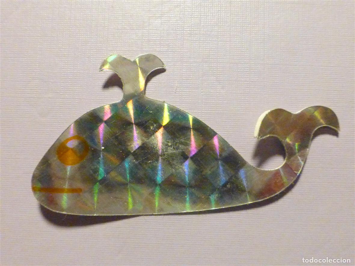 Autocolantes de cole&ccedil;&atilde;o: Adhesivo - Pegatina Metalizada - Panrico - Ediciones Trebol, PegaBolly - Ballena - 5 x 2,5 cm.