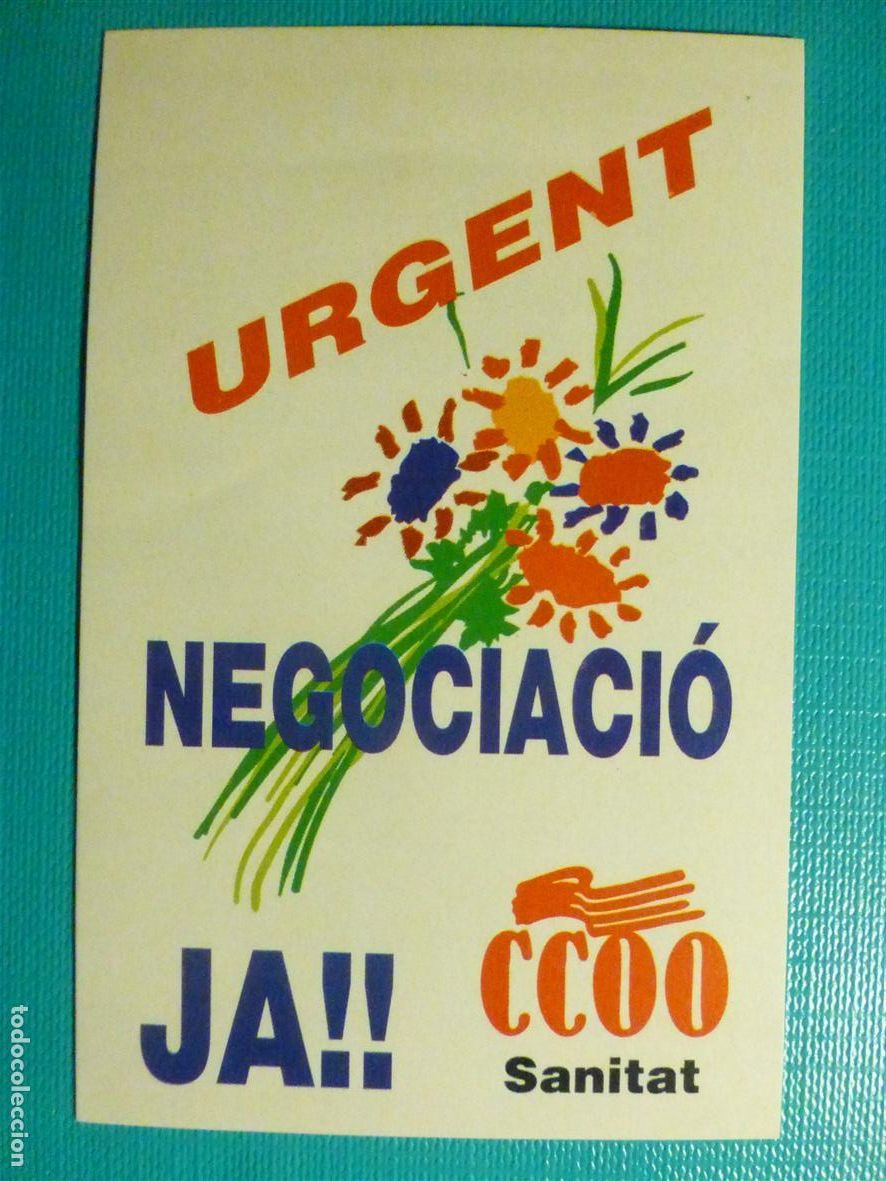 Pegatinas de colecci&oacute;n: Pegatina Adhesivo Pol&iacute;tico Sindical Comisiones Obreras CC.OO, Por Convenio Justo, Metal 8 x 12 cm