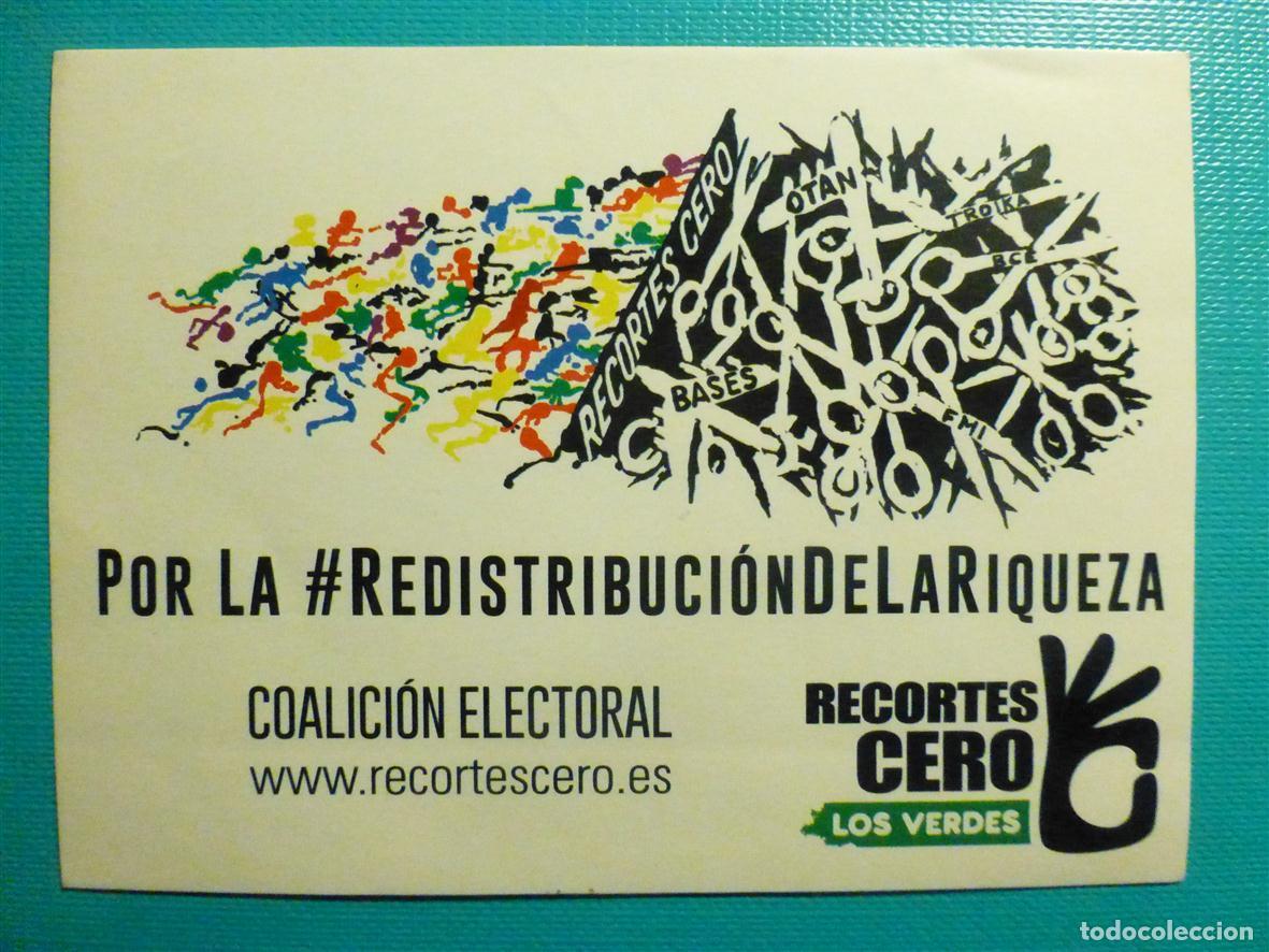Autocolantes de cole&ccedil;&atilde;o: Pegatina Adhesivo Pol&iacute;tico Sindical Reivindicativa - Recortes Cero - Los Verdes - 9,5 x 7 cm.