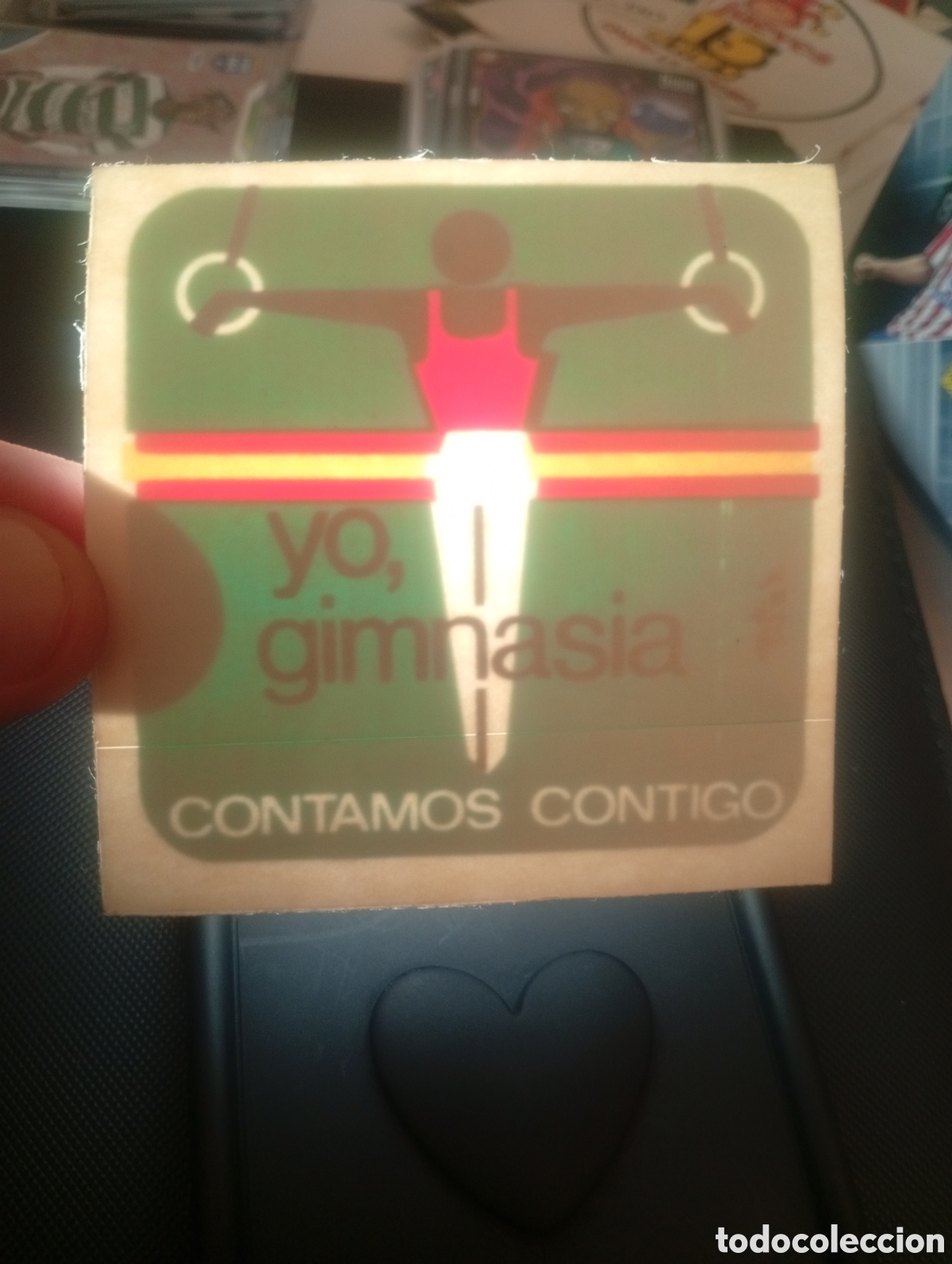 Pegatinas de colecci&oacute;n: PEGATINA CRISTAL ADHESIVO GIMNASIA ESPA&Ntilde;A CONTAMOS CONTIGO