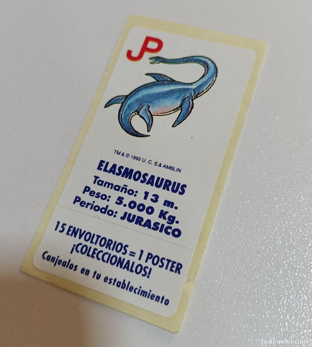 Pegatinas de colecci&oacute;n: CROMO CHICLES JURASSIC PARK 1992 pegatina sticker chicle jurasico parque elasmosaurus dinosaurio
