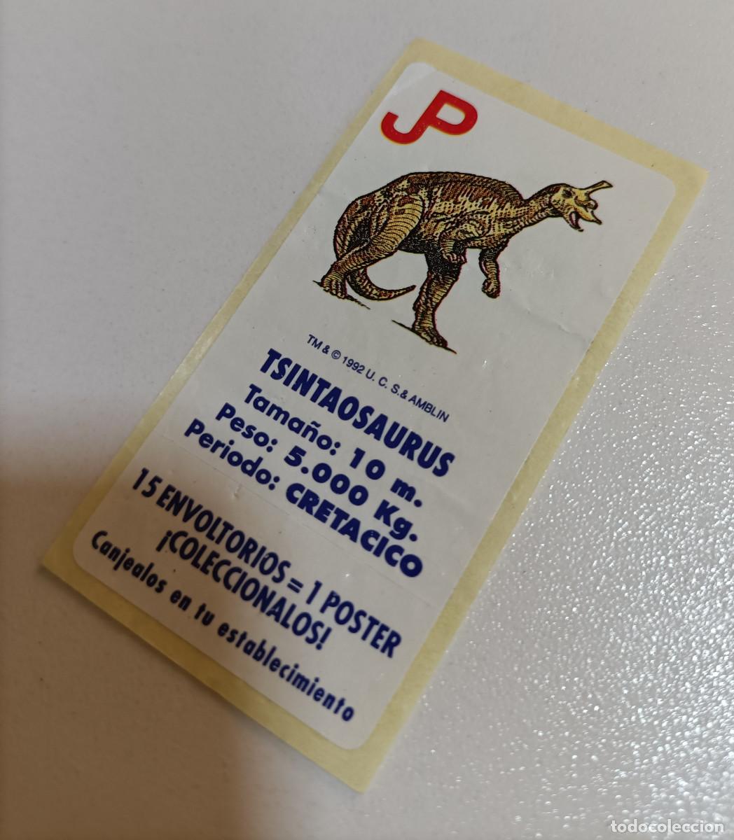 Pegatinas de colecci&oacute;n: CROMO CHICLES JURASSIC PARK 1992 pegatina sticker chicle jurasico parque tsintaosaurus dinosaurio