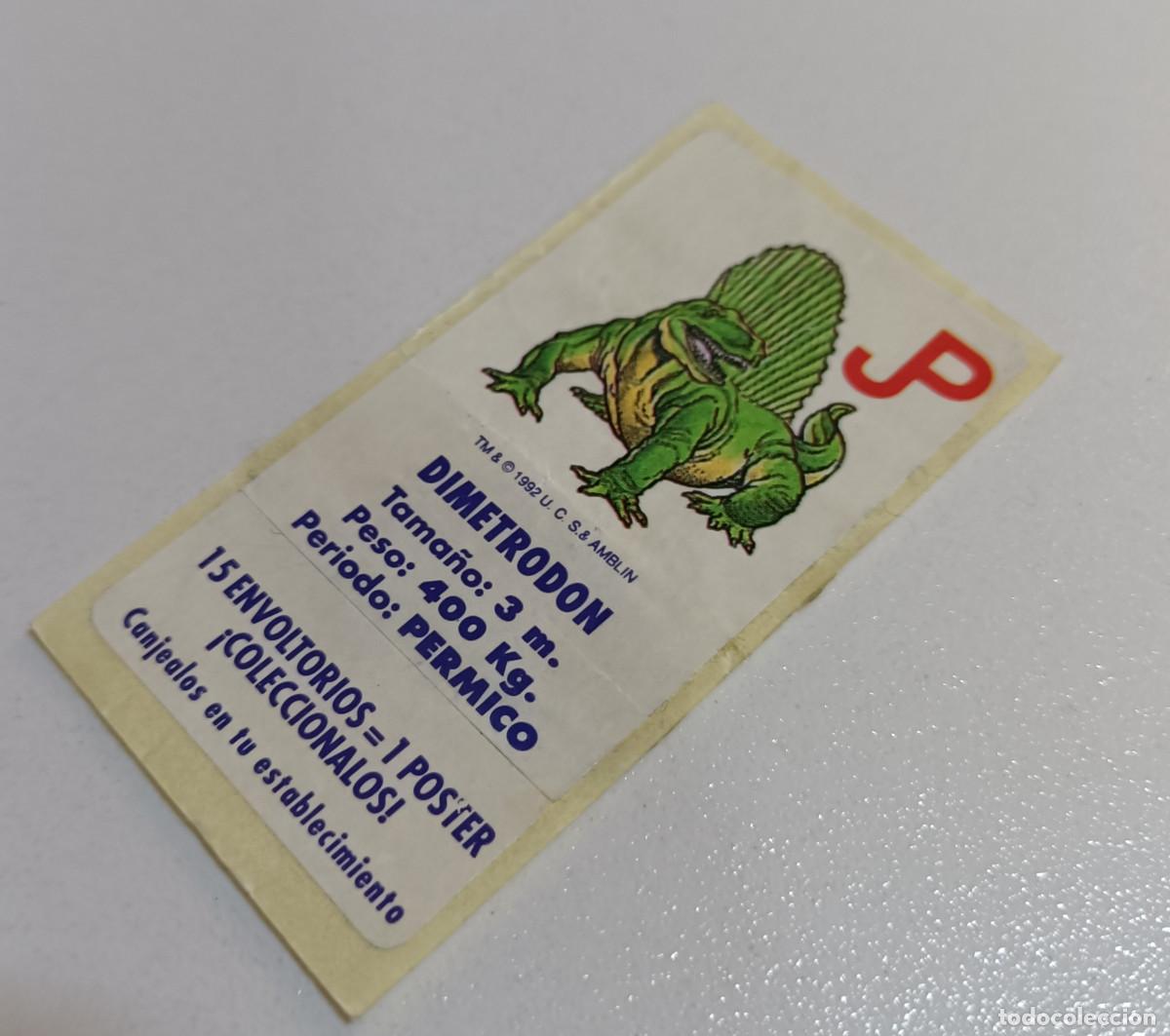Pegatinas de colecci&oacute;n: CROMO CHICLES JURASSIC PARK 1992 pegatina sticker chicle jurasico parque dimetrodon dinosaurio