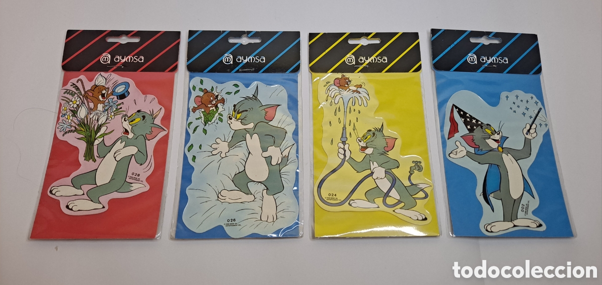 Autocollants de collection: LOTE 4 PEGATINAS TOM Y JERRY. AYMSA. NUEVAS. ADHESIVOS. 002. 024. 026. 028.