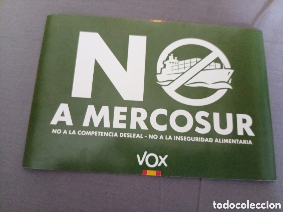 Sammlung von Aufklebern: Pegatina pol&iacute;tica VOX. No a Mercosur, no a la competencia desleal, no a la inseguridad alimentaria