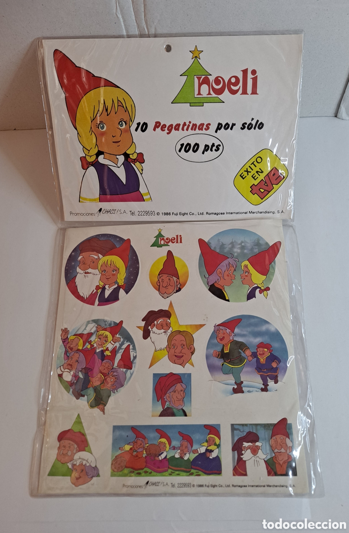 Pegatinas de colecci&oacute;n: NOELI. EXPOSITOR + L&Aacute;MINA 10 PEGATINAS. NUEVO. 1986. FUJI EIGHT. CHASS!. &Eacute;XITO EN TVE.