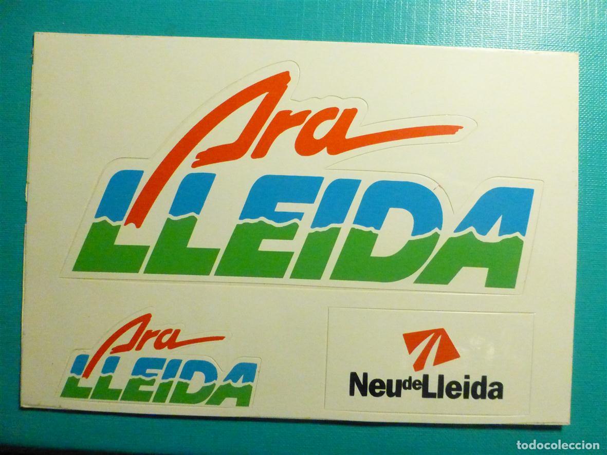 Pegatinas de colecci&oacute;n: Pegatinas troqueladas - Set 3 Adhesivos - Localidad - L&eacute;rida - Ara Lleida - Neu de - 16 x 11,5 cm.