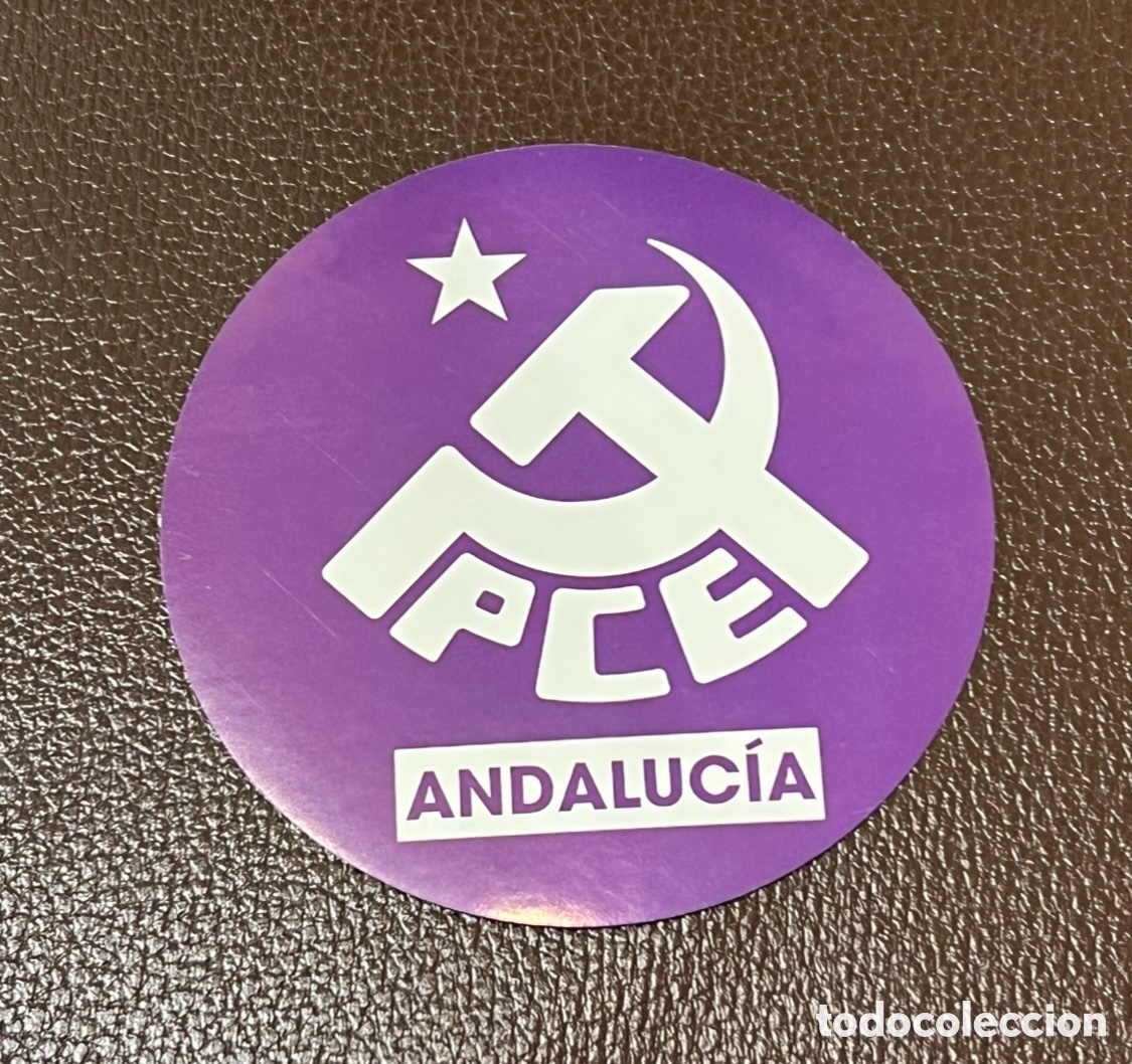 Pegatinas de colecci&oacute;n: Pegatina. PCE. Andaluc&iacute;a. Color morado.