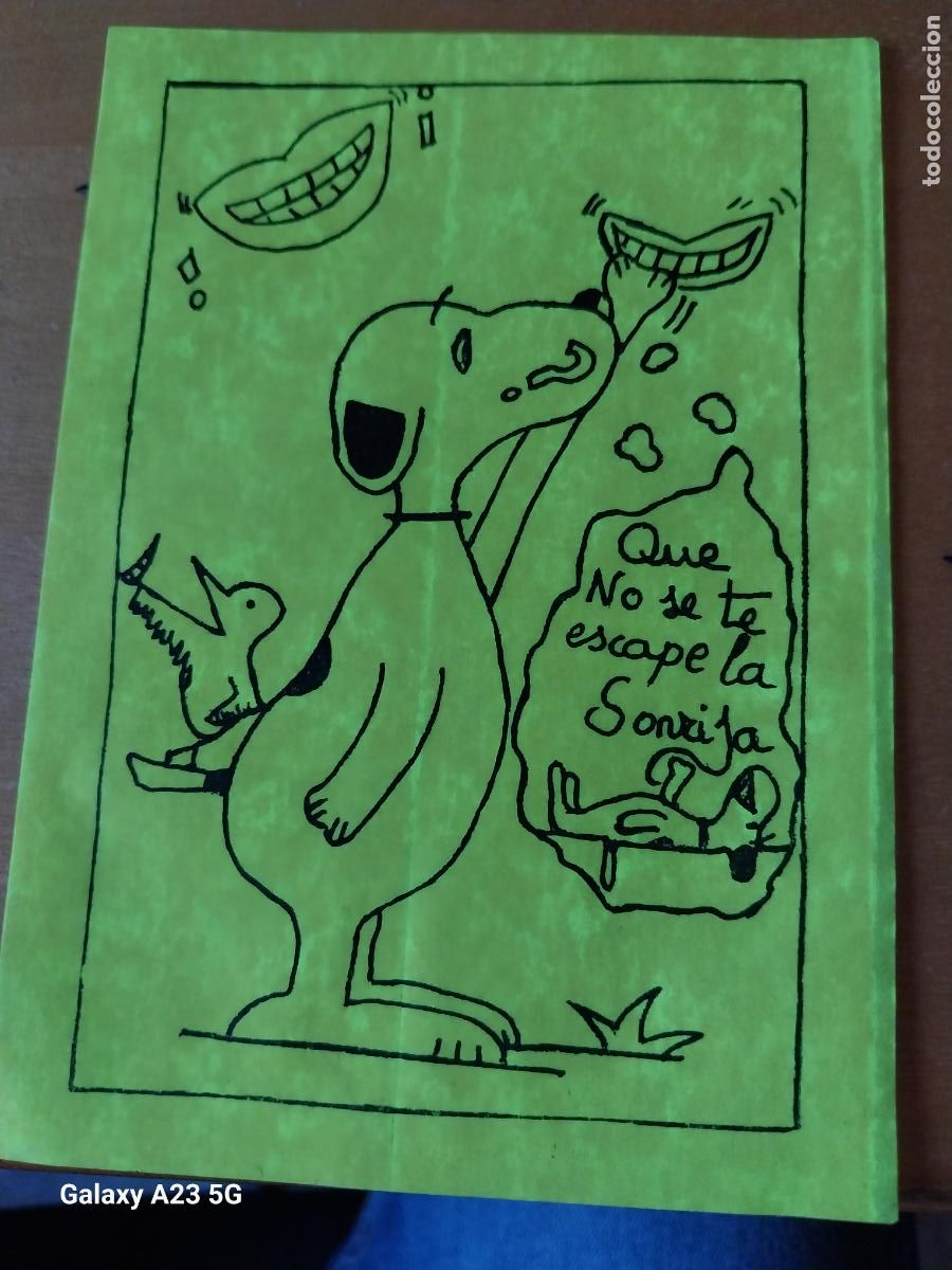 Pegatinas de colecci&oacute;n: ILUSTRACION TIPO SNOOPY CASERO PEGATINA QUE NO SE TE ESCAPE LA SONRISA A&Ntilde;OS 70 13.7X9.8CMS