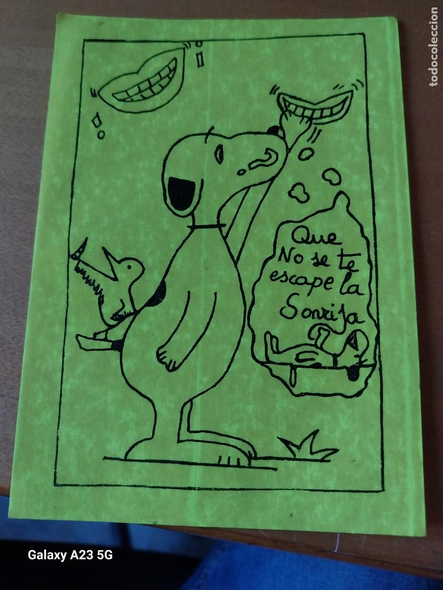 Pegatinas de colecci&oacute;n: ILUSTRACION TIPO SNOOPY CASERO PEGATINA QUE NO SE TE ESCAPE LA SONRISA A&Ntilde;OS 70 13.7X9.8CMS *--