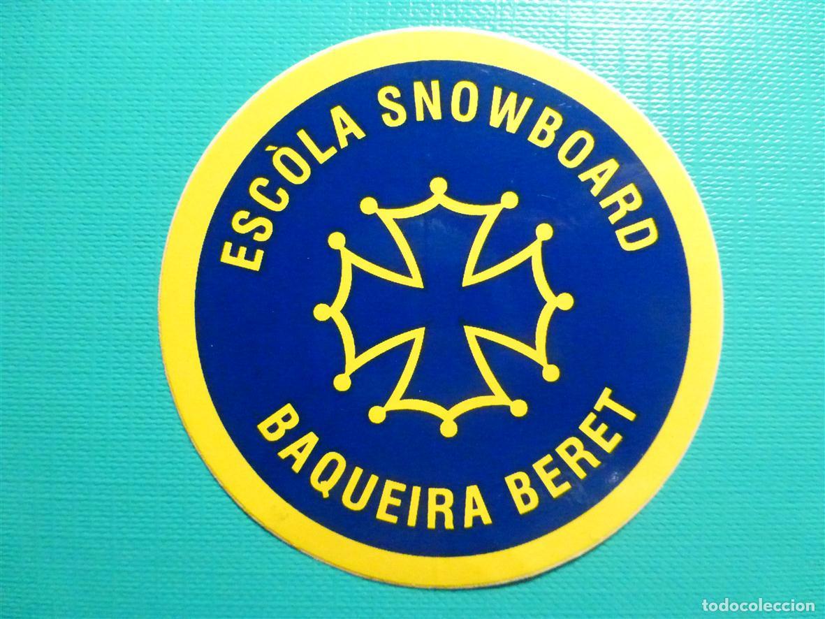 Pegatinas de colecci&oacute;n: Pegatina, Adhesivo Monta&ntilde;a, Ski - Deportes Invierno - Escola Snowboard - Baqueira Beret - 6 cm.