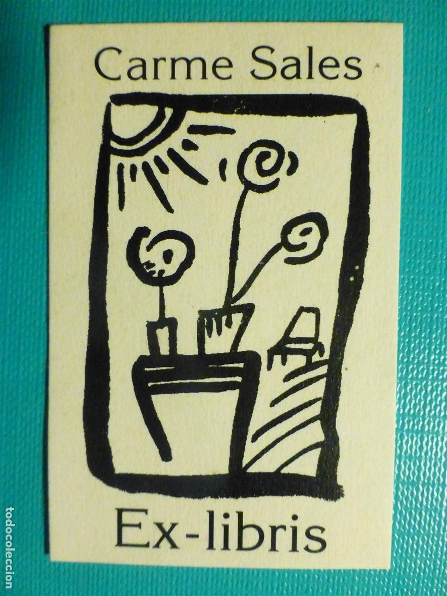 Pegatinas de colecci&oacute;n: Pegatina Ex-Libris Adhesivo - Carme Sales - 4 x 6,25 cm.