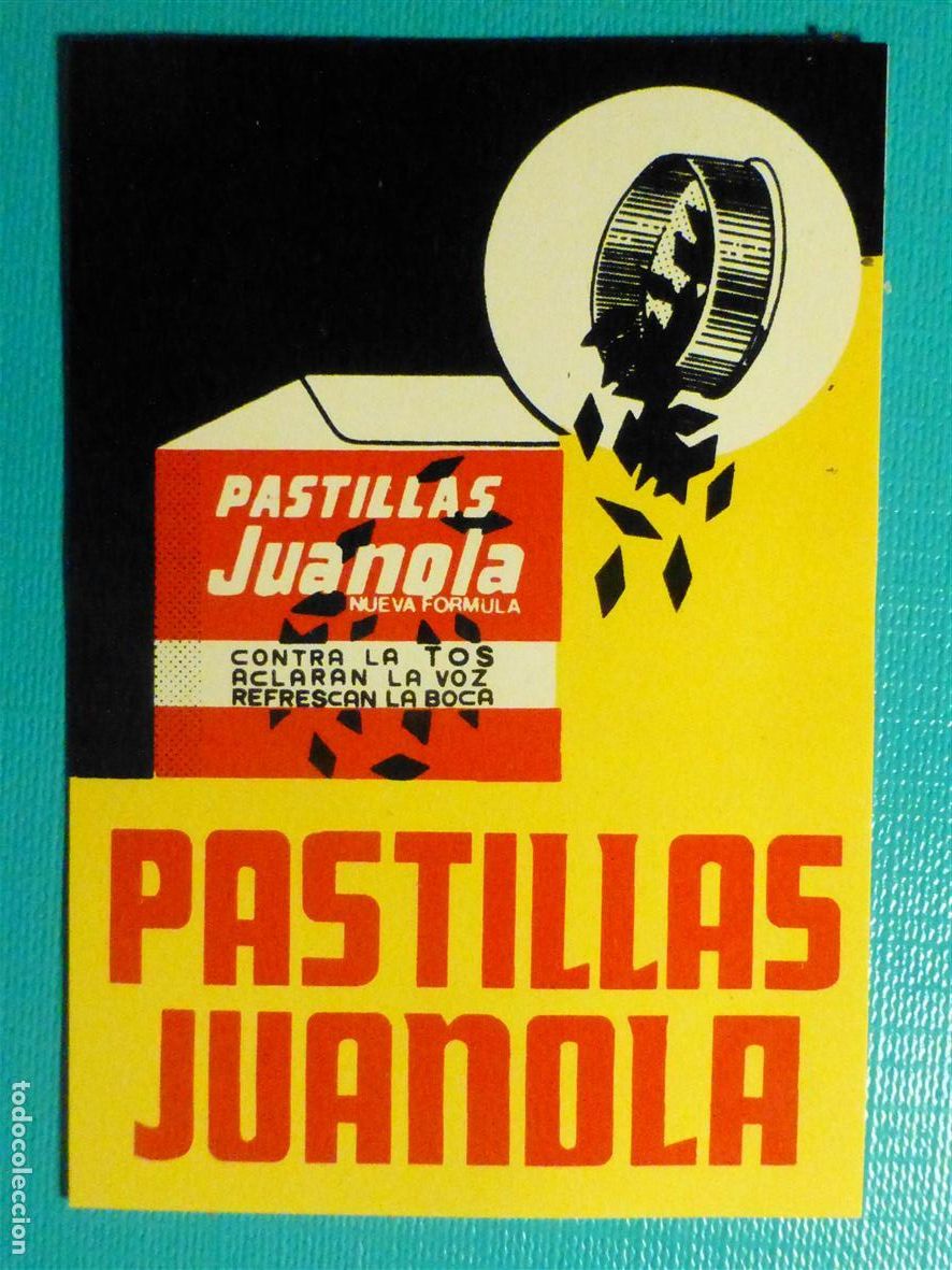 Pegatinas de colecci&oacute;n: Pegatina Adhesiva Tiendas Golosinas y Chucherias A&ntilde;os 80&acute;s - Pastillas Juanola - 5,5 x 8 cm