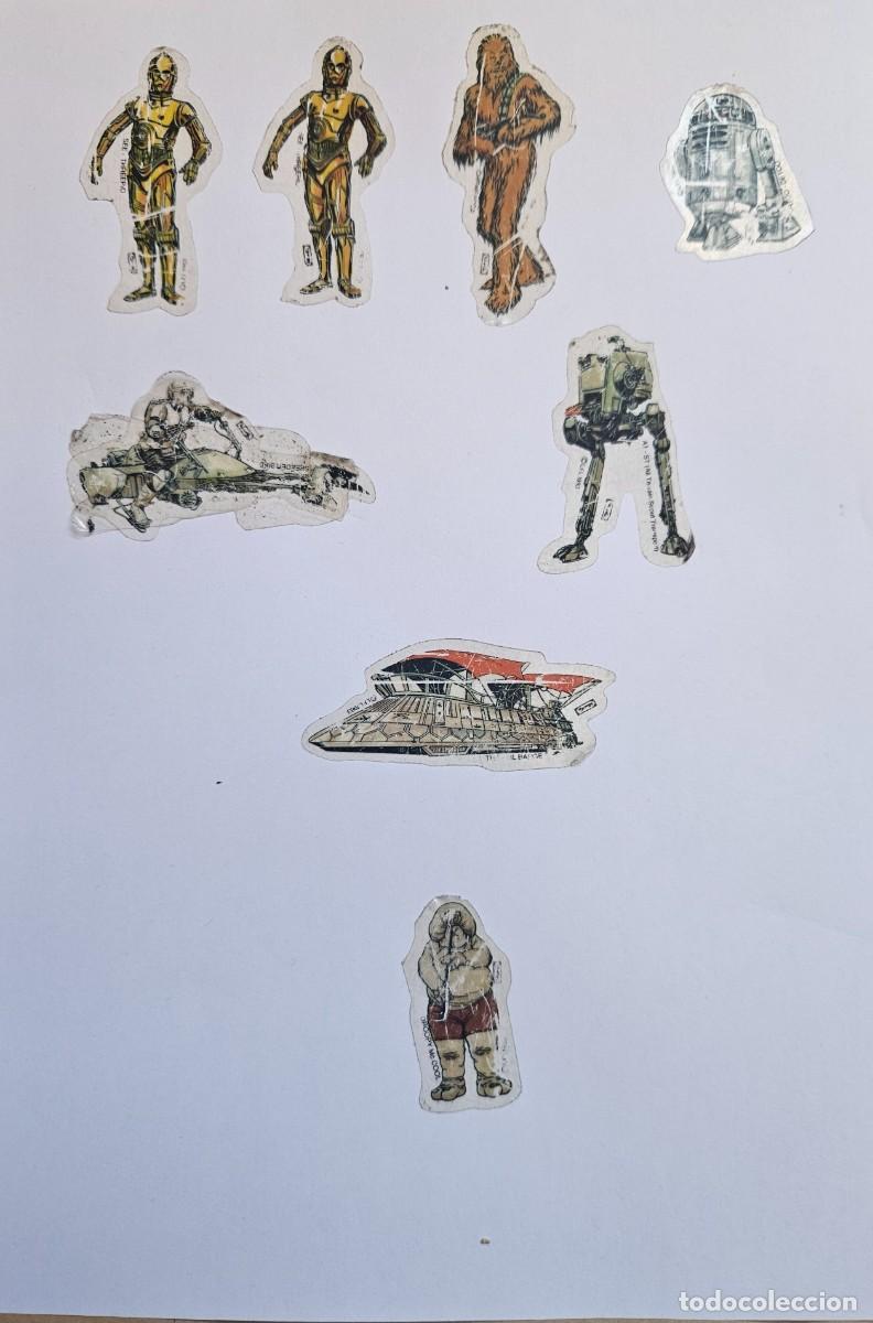 Pegatinas de colecci&oacute;n: 8 pegatinas cromos Star Wars Panrico 1983 guerra galaxias Droopy Cool Speeder Bike Scout Transport
