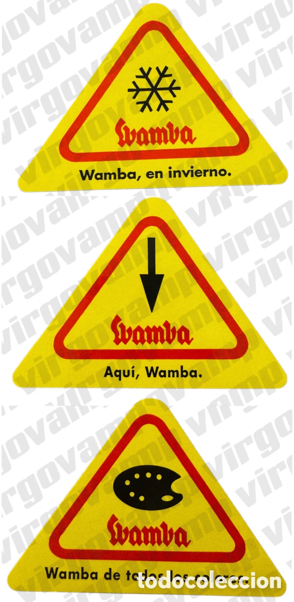Pegatinas de colecci&oacute;n: Pack 3 pegatinas vintage Wamba - A&ntilde;os 70 - Bola nieve / Flecha / Paleta