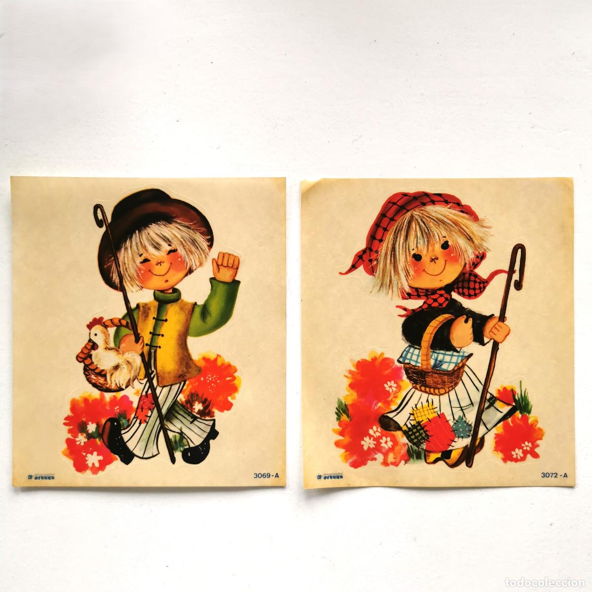 Pegatinas de colecci&oacute;n: Lote 2 adhesivos infantiles antiguos Calcoman&iacute;as Ortega &ndash; 3069-A y 3072-A