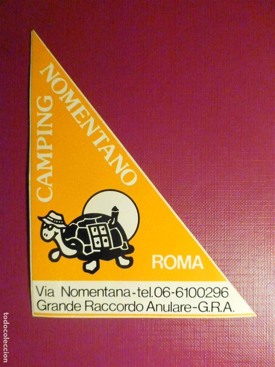 Pegatinas de colecci&oacute;n: Pegatina Adhesivo - Camping - Nomentano - Roma - Italia - 9 x 11,5 cm.