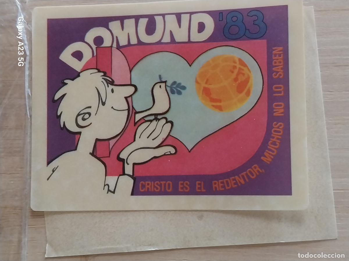 Pegatinas de colecci&oacute;n: DOMUND CORAZON MUNDO PALOMA PEGATINA VINTAGE SIN PEGAR NUNCA 7.5X5.5CMS