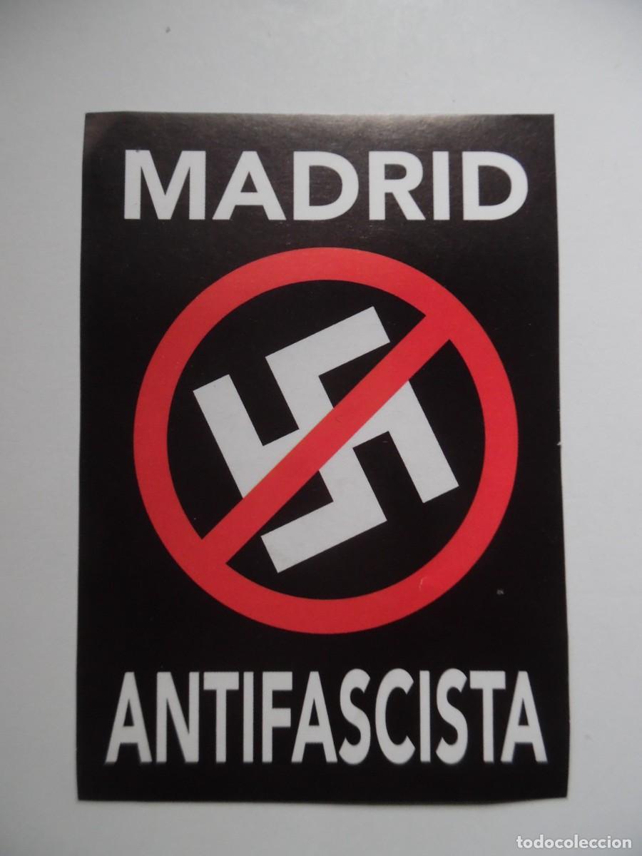 Pegatinas de colecci&oacute;n: Pegatina Madrid antifascista, 11,50 x 8 cm.
