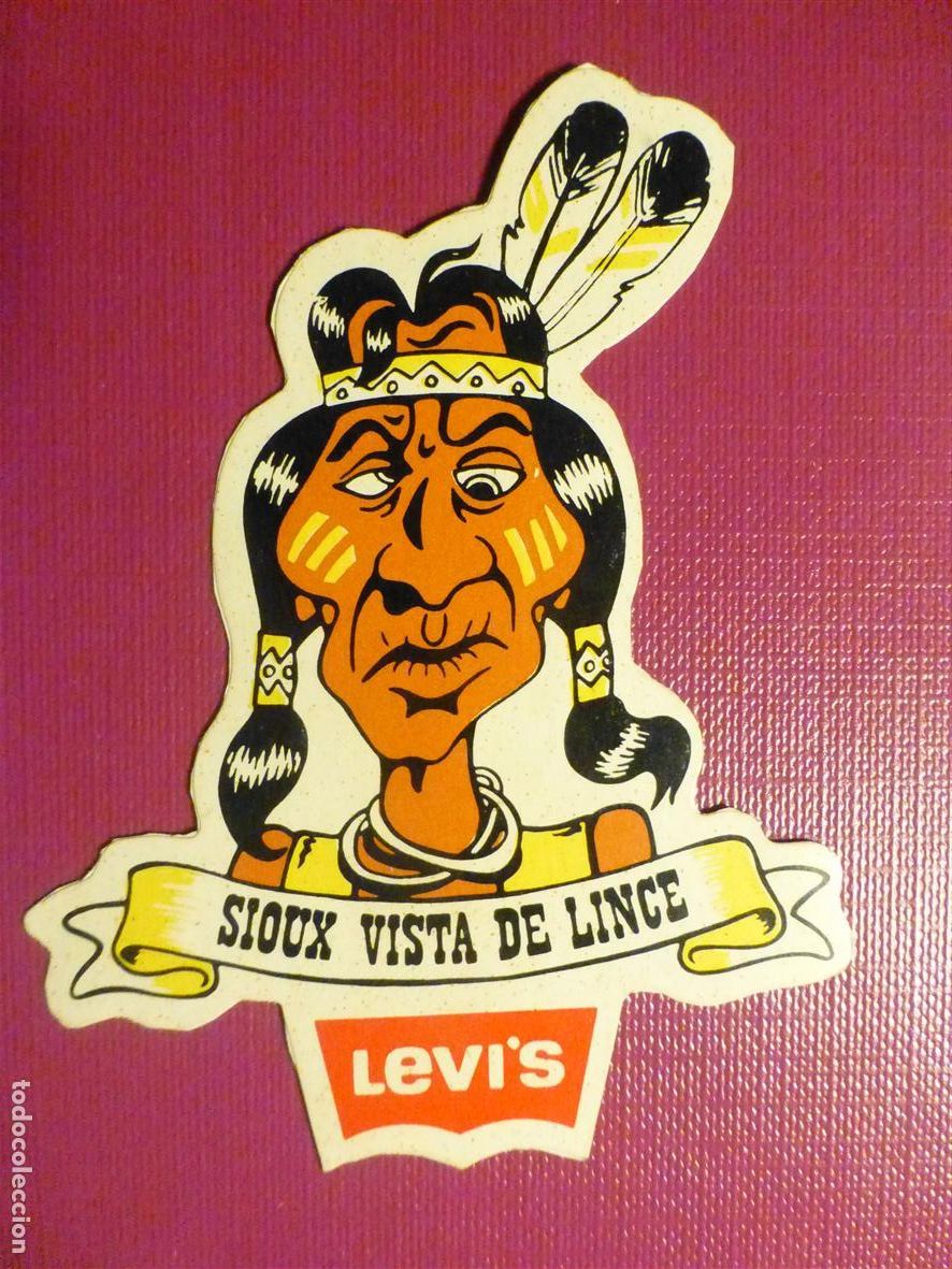 Pegatinas de colecci&oacute;n: Pegatina Adhesivo, Vaqueros Levi&acute;s Jeans - Sioux vista de Lince, Tiendas Moda Ropa Vaquera - 6x8 cm.