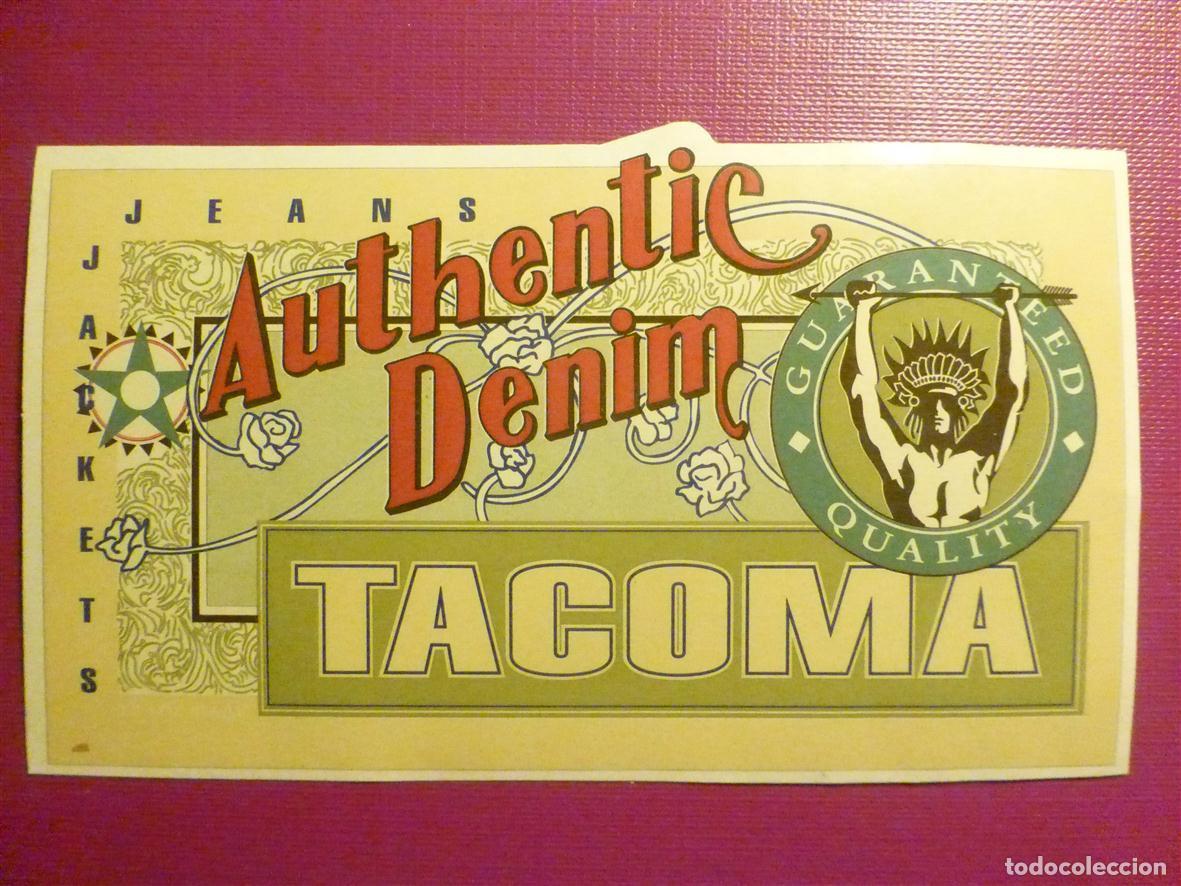 Pegatinas de colecci&oacute;n: Pegatina Adhesivo, Vaqueros Tacoma Authentic Jeans, Tiendas Moda Ropa Vaquera - 12,5 x 7,5 cm.