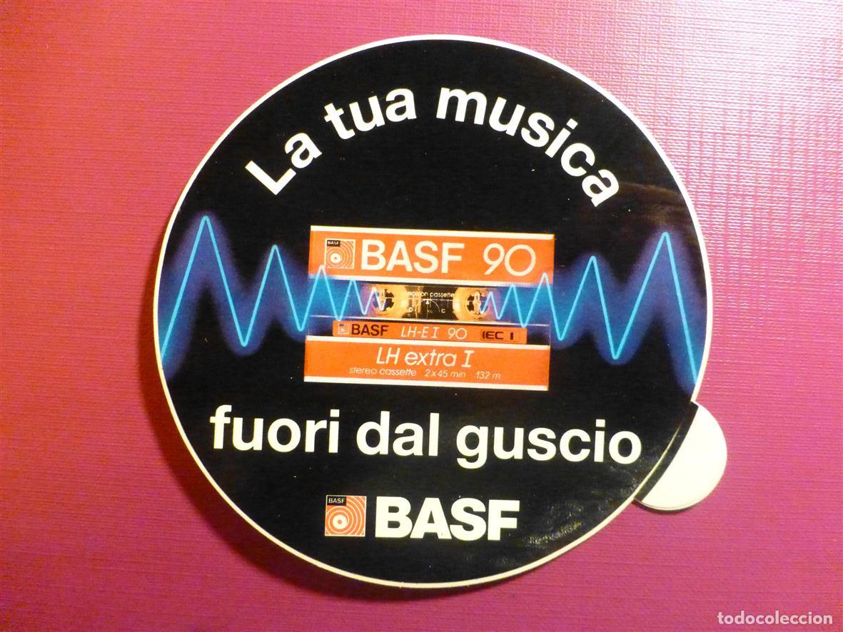 Pegatinas de colecci&oacute;n: Pegatina - Adhesivo - Audio, Sonido Cintas Grabar - Basf Cassettes - 10 cm.