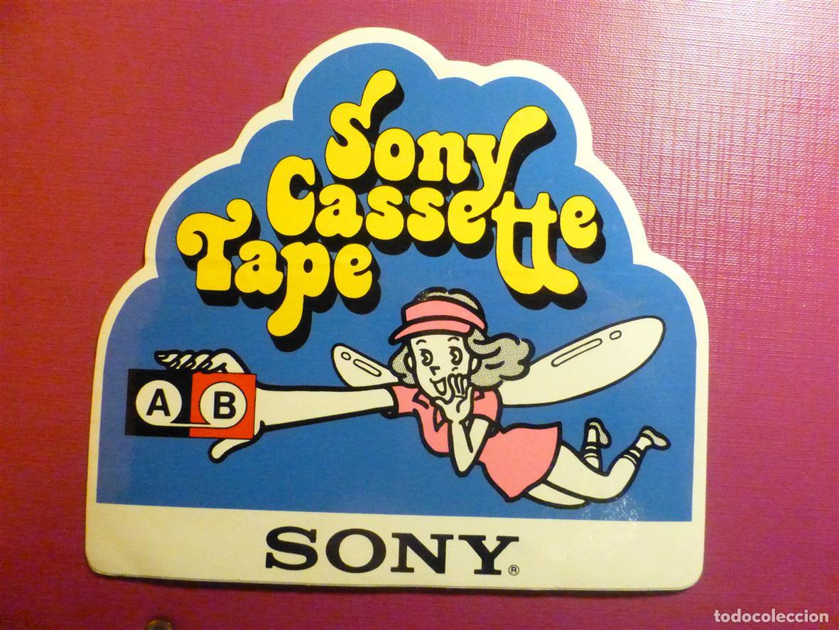 Pegatinas de colecci&oacute;n: Pegatina - Adhesivo - Audio, Sonido Cintas Grabar - Cintas Sony - Tape - Cassettes - 14,5 x 13 cm.