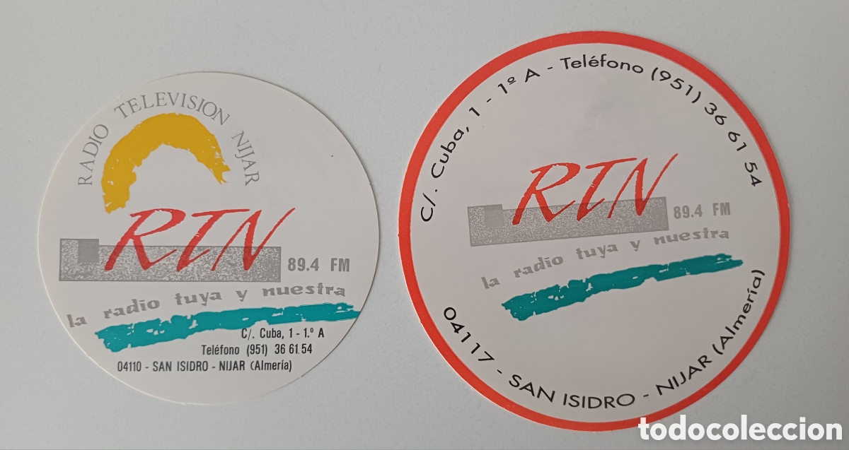 Pegatinas de colecci&oacute;n: Lote Pegatinas RTN Nijar Almer&iacute;a tv televisi&oacute;n radio