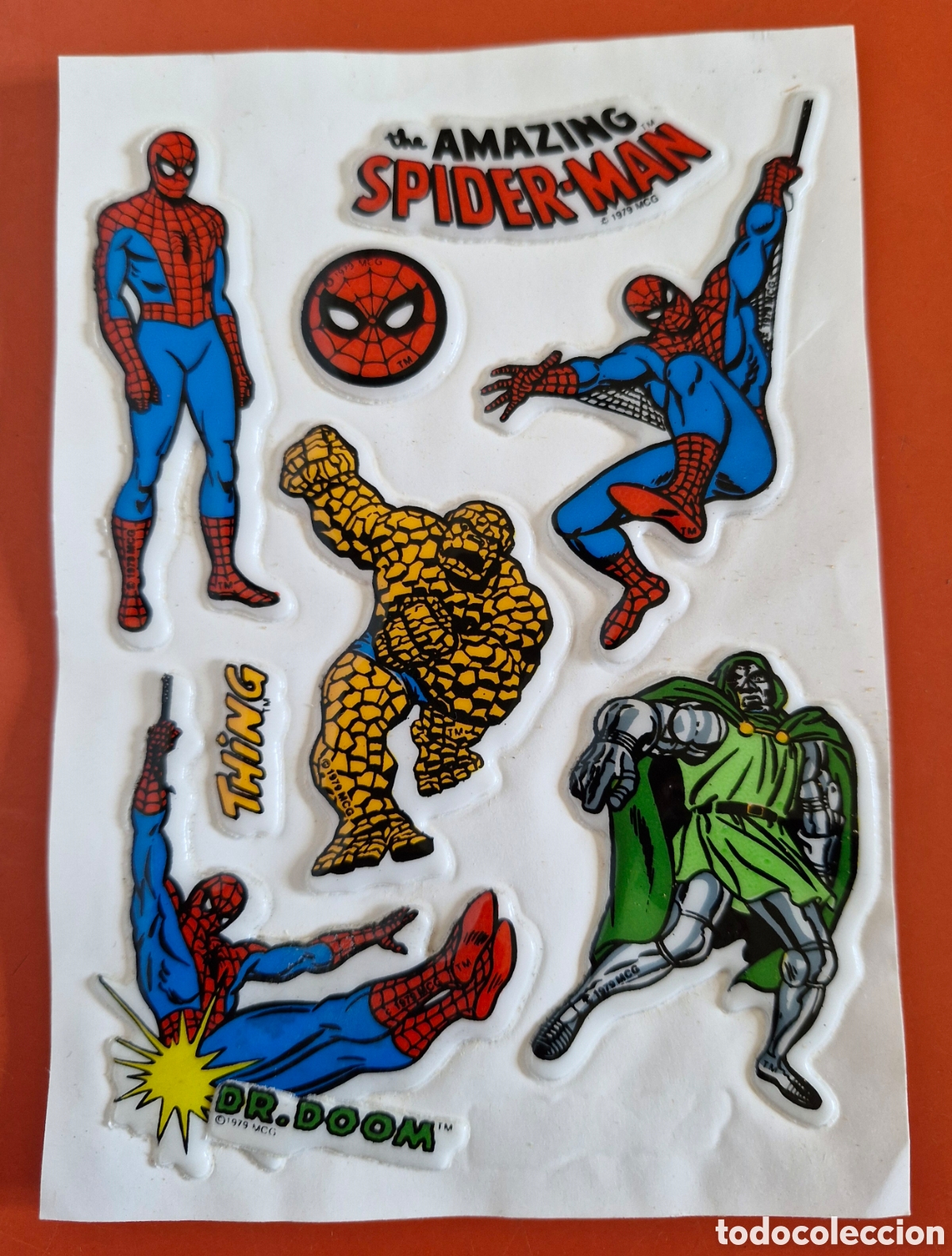 Pegatinas de colecci&oacute;n: PEGATINAS ACOLCHADAS SUPER H&Eacute;ROES MARVEL,SPIDERMAN...MUNDUS TRADER 1981.NUEVAS.