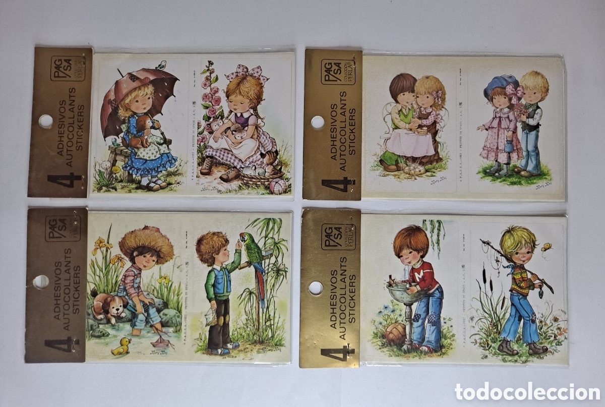 Pegatinas de colecci&oacute;n: LOTE 4 BLISTER MARY MAY PEGATINAS. NUEVAS CADA BLISTER CONTIENE 4 ADHESIVOS. 1982. 6 X 8,5 CM PAGSA