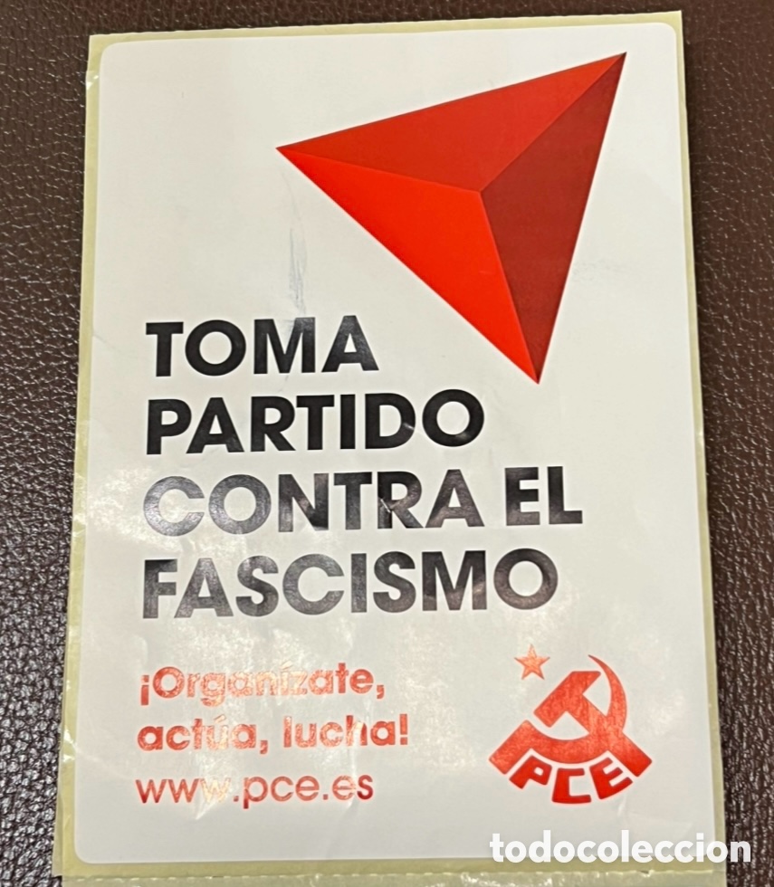 Pegatinas de colecci&oacute;n: Pegatina. PCE. Toma partido contra el Fascismo.