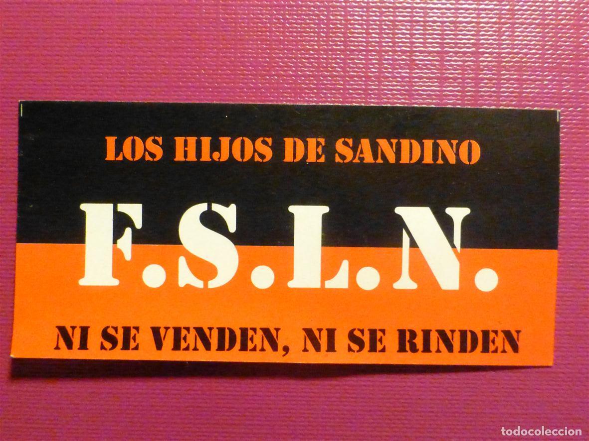 Pegatinas de colecci&oacute;n: Pegatina Politica Nicaragua - Los Hijos de Sandino F.S.L.N. - Ni se venden ni se rinden, 7 x 3,5 cm.