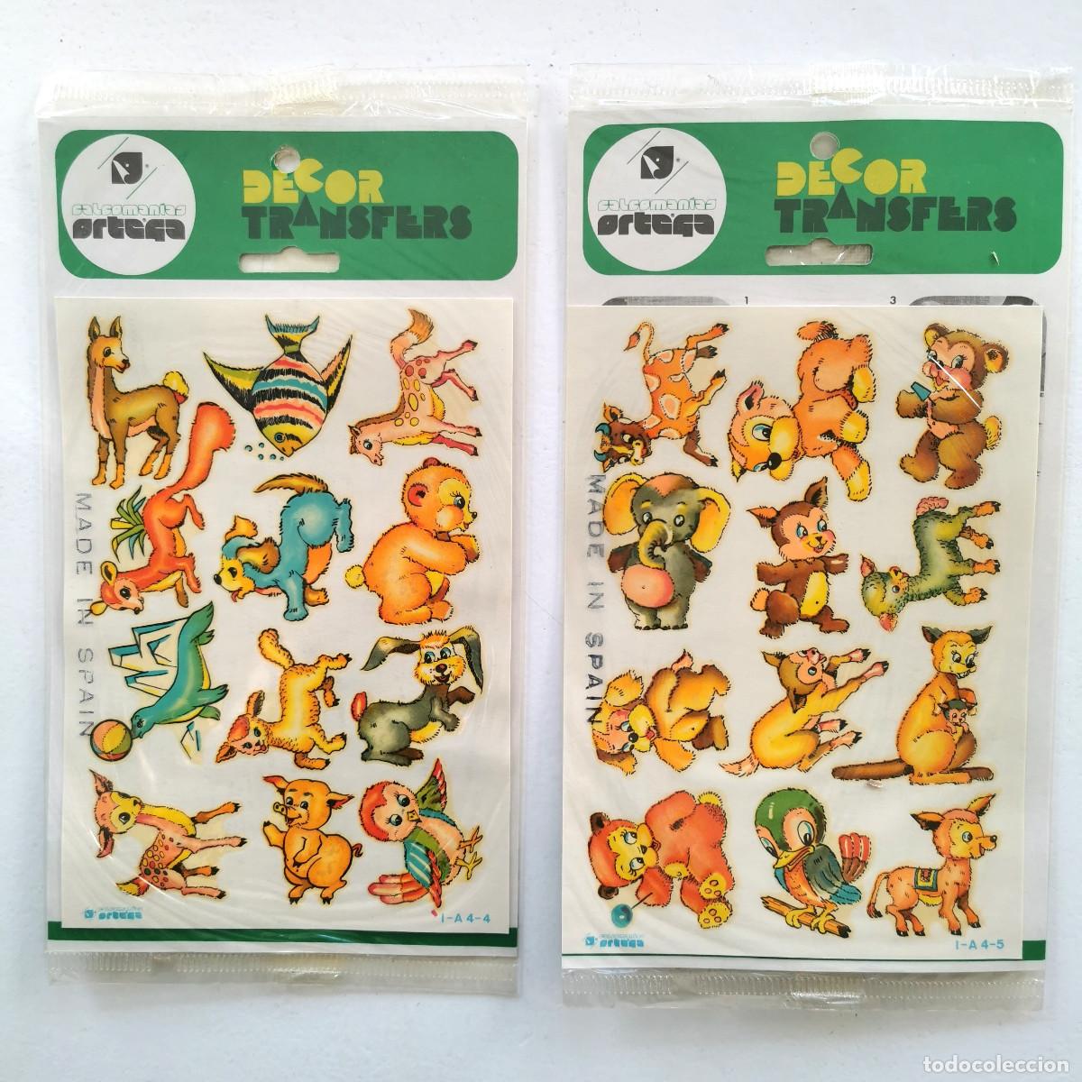 Pegatinas de colecci&oacute;n: 2 calcoman&iacute;as antiguas Ortega &ndash; Animales infantiles &ndash; Vintage a&ntilde;os 70