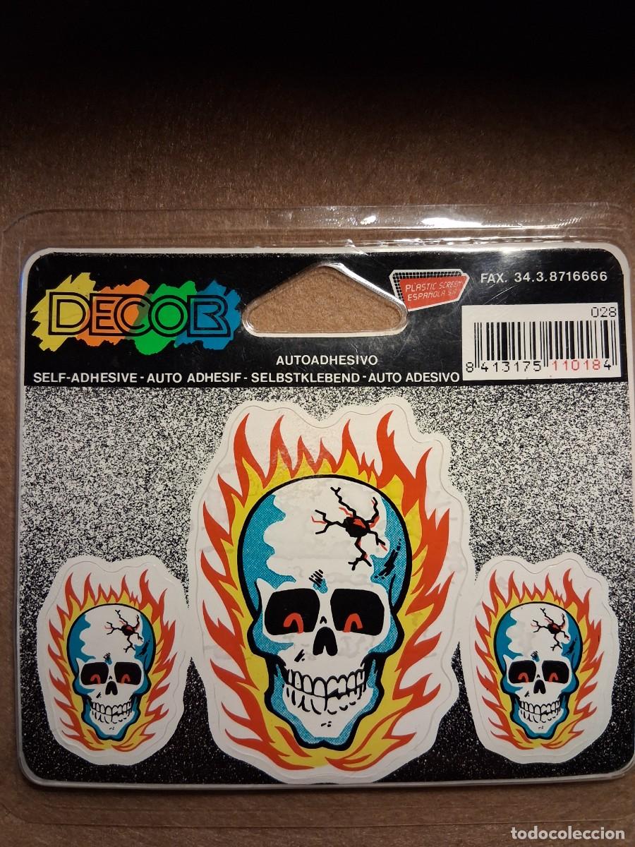 Pegatinas de colecci&oacute;n: PEGATINA CALAVERA EN LLAMAS, SIN USAR, EN SU EMBALAJE ORIGINAL. A&Ntilde;OS 80.