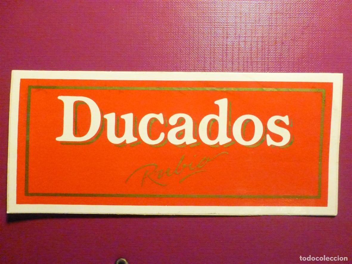 Pegatinas de colecci&oacute;n: Pegatina Estanco a&ntilde;os 90&acute;s, Adhesivo - Sticker Tabaco Rubio - Paquete Cigarrillos Ducados - 16 x7 cm