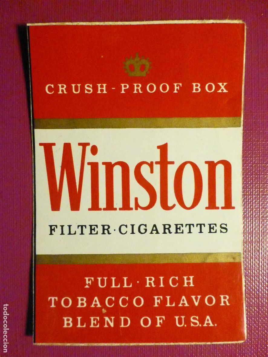 Pegatinas de colecci&oacute;n: Pegatina Estanco a&ntilde;os 80&acute;s, Adhesivo - Sticker Tabaco Rubio - Paquete Cigarrillos Winston, 5,5x8,5cm