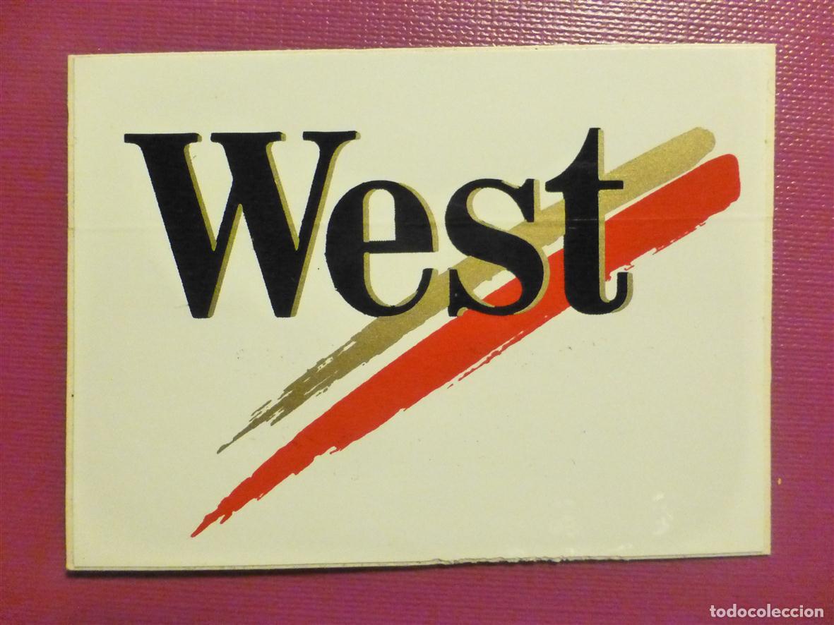 Pegatinas de colecci&oacute;n: Pegatina Estanco a&ntilde;os 90&acute;s, Adhesivo - Sticker Tabaco Rubio - Paquete Cigarrillos West, 7,5 x 5,5 cm