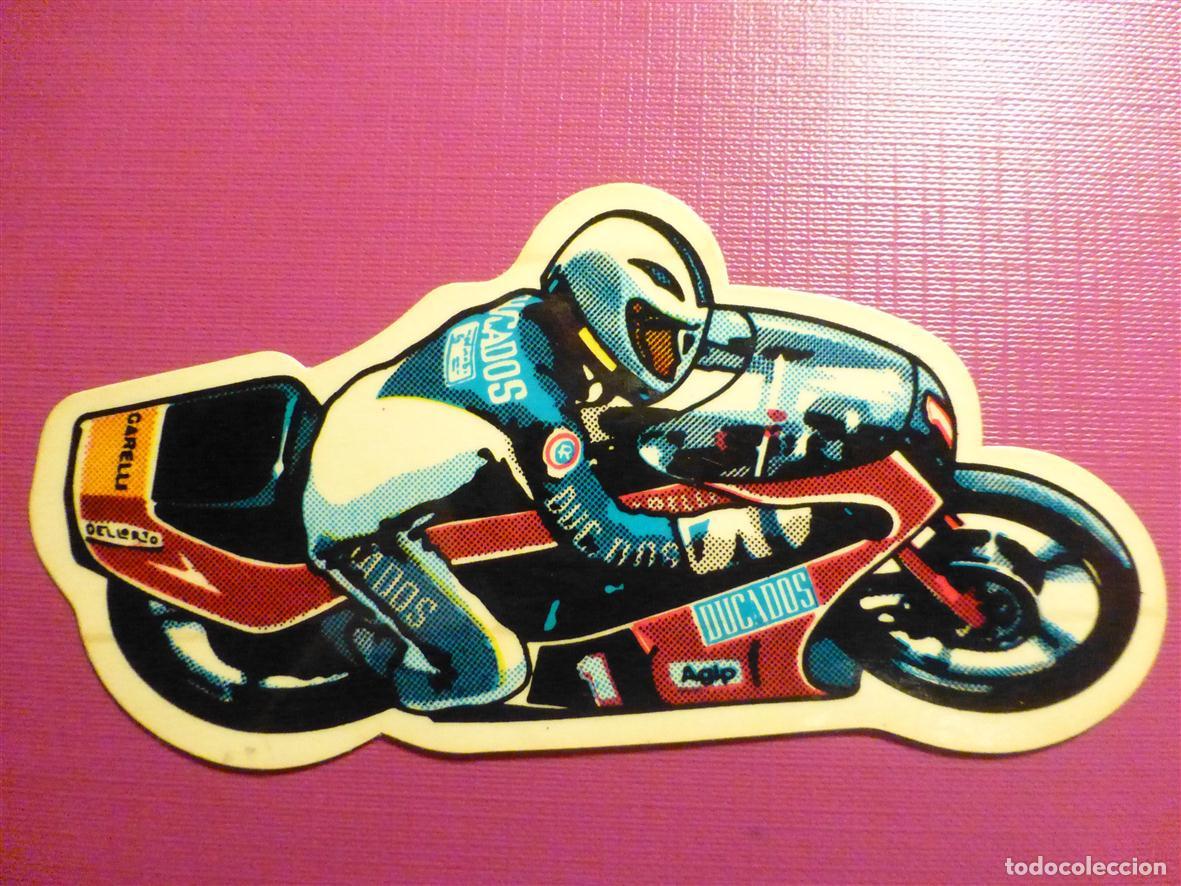 Pegatinas de colecci&oacute;n: Pegatina Campeonato Mundial Motociclismo - Moto Carrerras Ducados Team - 12 x 6 cm