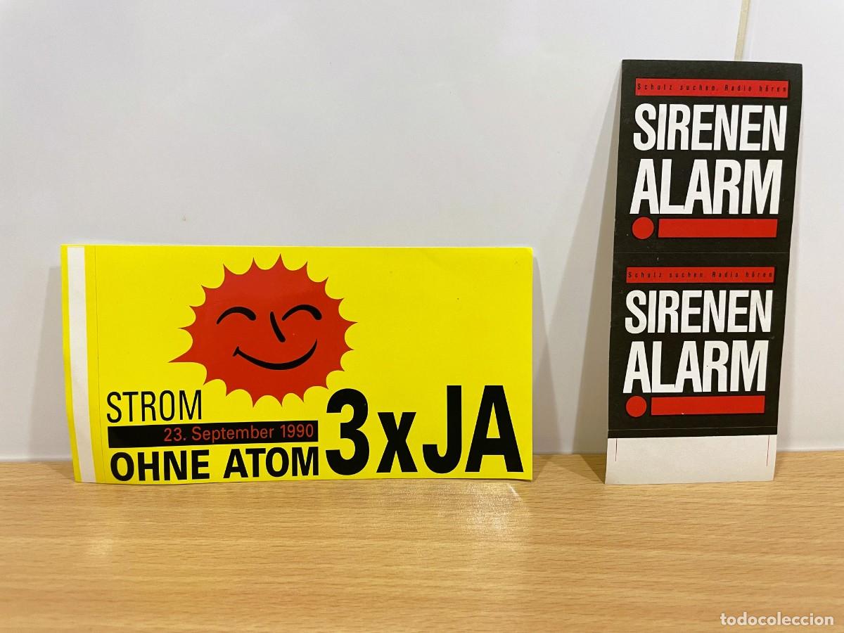 Pegatinas de colecci&oacute;n: LOTE DE 3 PEGATINAS ALEMANAS DE NUCLEARES NO - SIRENEN ALARM! + STROM OHNE ATOM (1990)