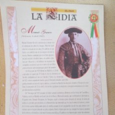 Coleccionismo de Periódico El País: LA LIDIA EL PAIS - 32 LAMINAS DE 39 X 27 CM - EDICION TAURINA COLECCIONABLE DE EL PAIS LAMINA 21. Lote 130265306