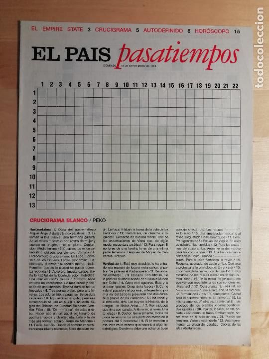Collection Newspaper El Pa&iacute;s: El Pa&iacute;s Pasatiempos - 13 de septiembre de 1998 - Suplemento diario El Pa&iacute;s