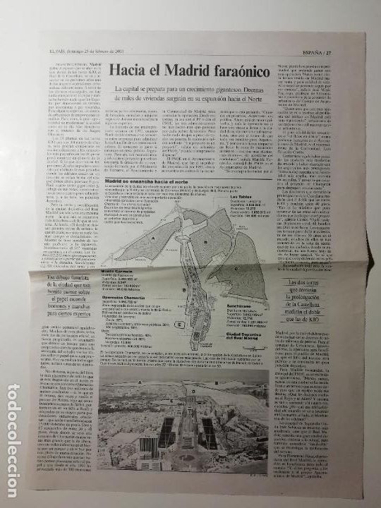 Collectionnisme de Journal El Pa&iacute;s: Recorte Hacia el Madrid fara&oacute;nico 2001 Urbanismo Vivienda Arquitectura