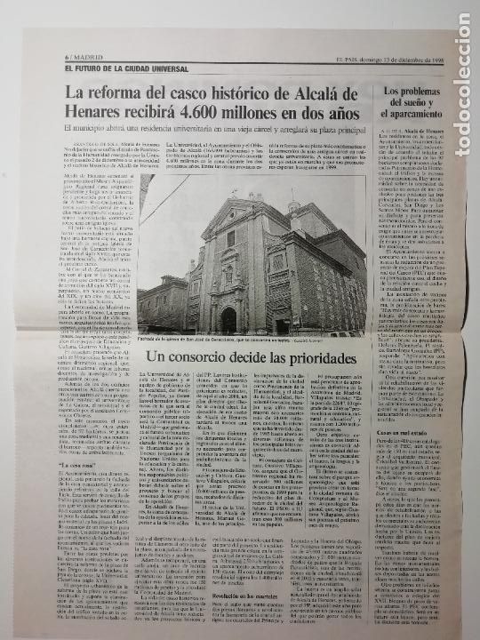 Collectionnisme de Journal El Pa&iacute;s: Recorte La reforma del casco hist&oacute;rico de Alcal&aacute; de Henares recibir&aacute; 4600 millones Arquitectura 1999