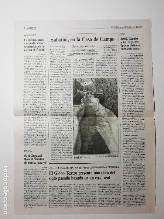 Collectionnisme de Journal El Pa&iacute;s: Recorte Sabatini en la Casa de Campo Madrid 1999